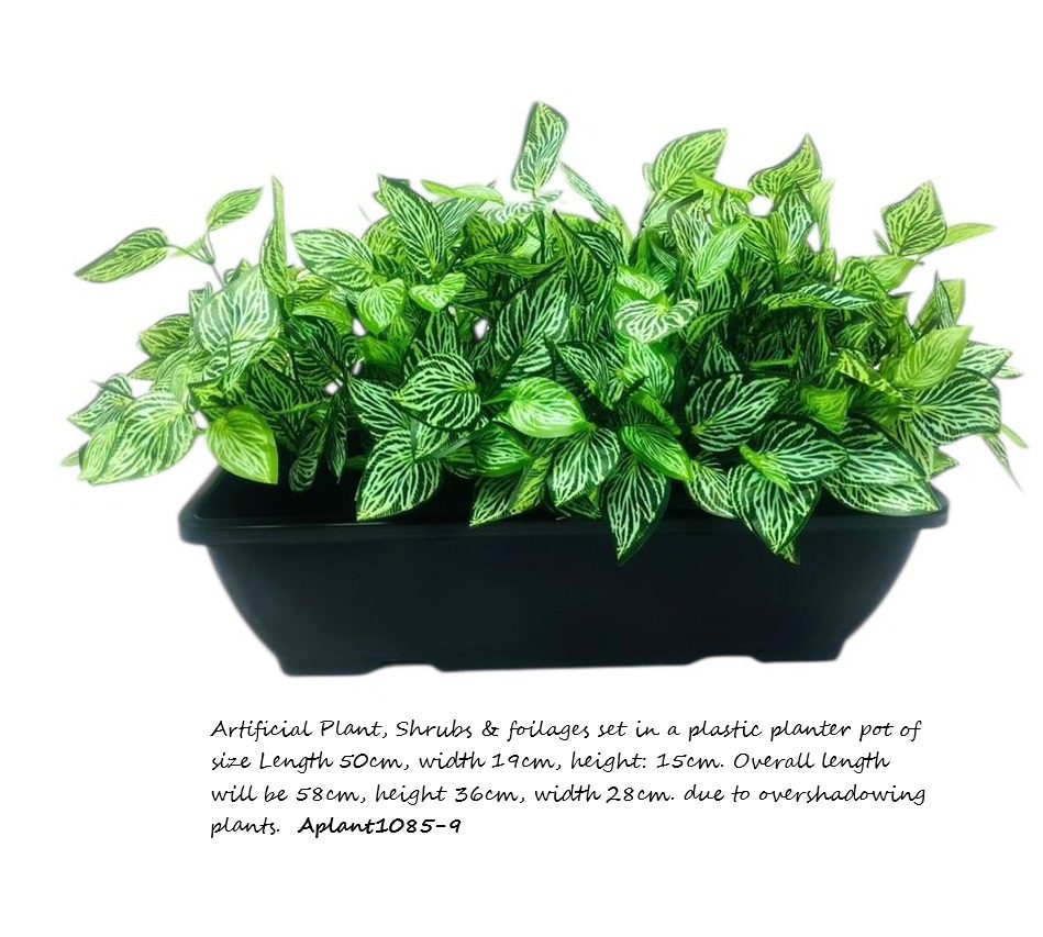 35cm Artificial Plant Mini Eucalyptus Bush Foliage in Plastic Rectangle Planter Pot Aplant1085