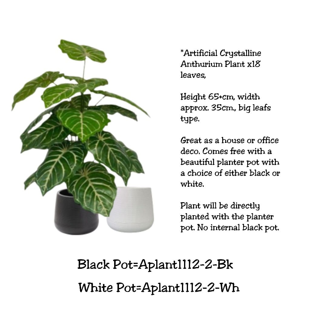 65cm Plant Artificial Crystalline Anthurium, Money Plant, shrubs, foilages, Plant 18 leaves Aplant1112-2