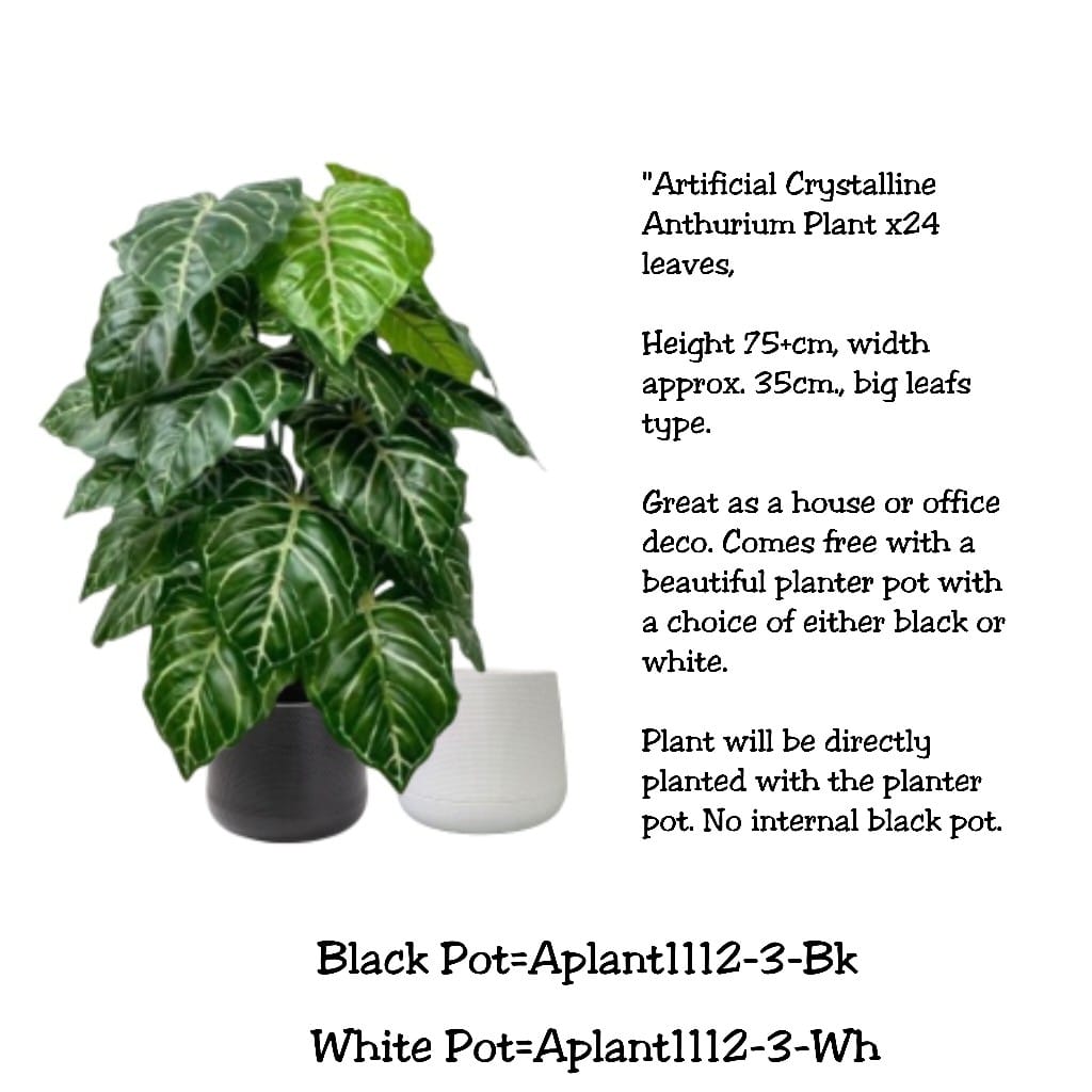 75cm Plant Artificial Crystalline Anthurium, Money Plant, shrubs, foilages, Plant 24 leaves Aplant1112-3