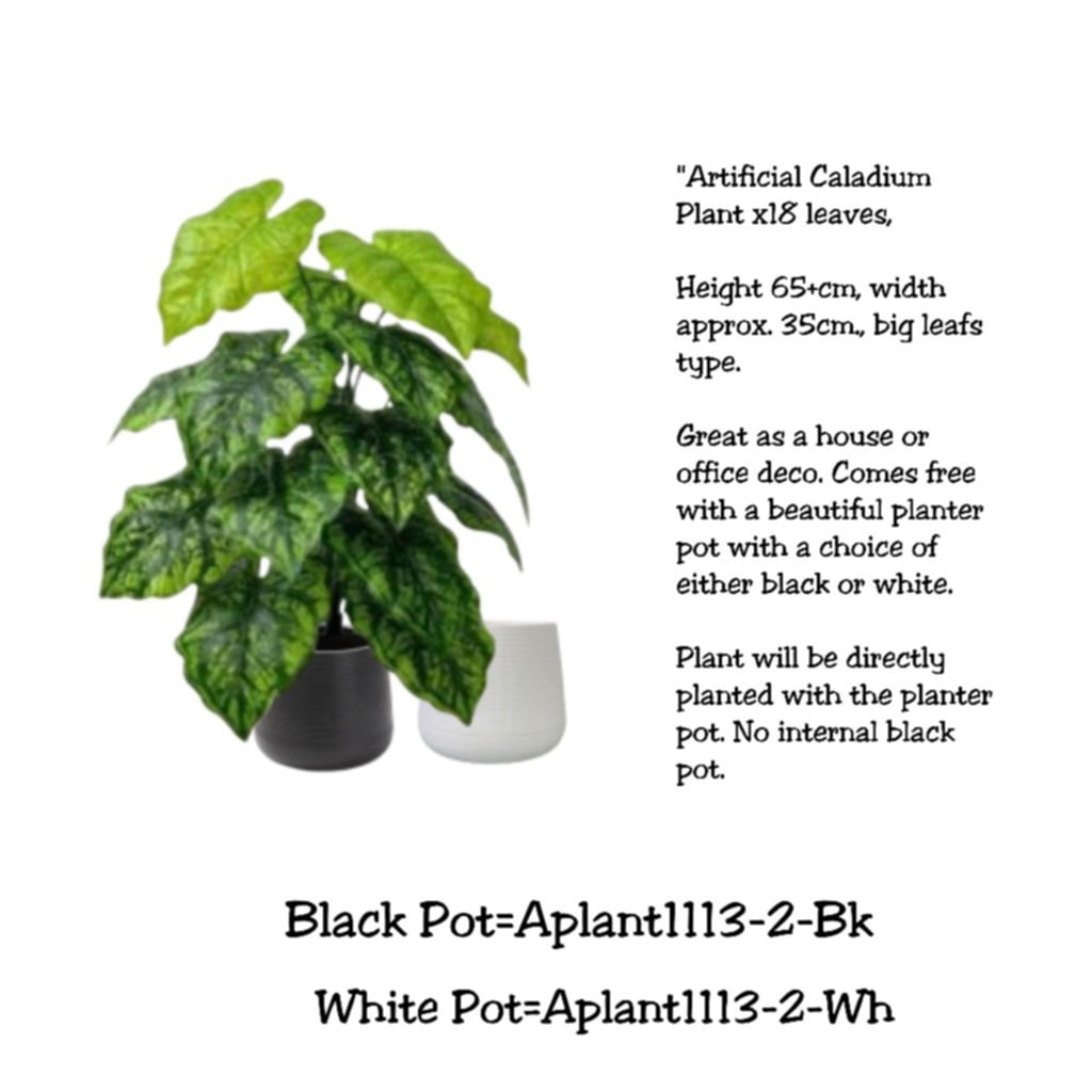 65cm Artificial Green Caladium Plant, shrubs, foilages, Plant 18 leaves Aplant1113-2
