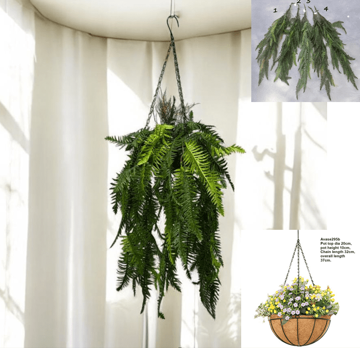 Artificial Plant Hanging Shrub, Bush Foliage in Plastic Pot, garden, balcony plant, Ceiling Plant, Events Aplant1118