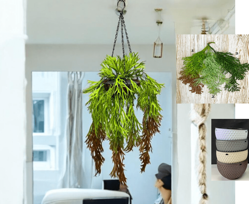Artificial Plant Hanging Shrub, Bush Foliage in Plastic Pot, garden, balcony plant, Ceiling Plant, Events Aplant1119