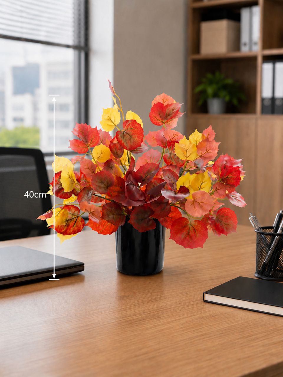 Artificial Coleus plant with vibrant red and green faux leaves in a pot, 40cm tall, by Alton Flowers.