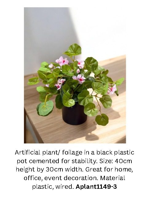 40cm Artificial Geranium Plant Lush Pink Floral Accent Aplant1149-3