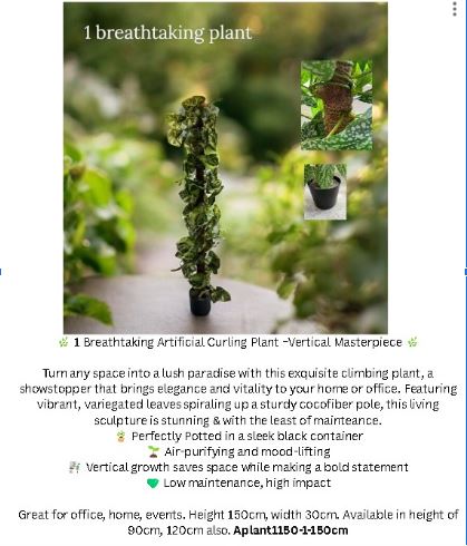 90cm-150cm Artificial Plant Curling with fiberpole, home decor, events, garden. Aplant1150