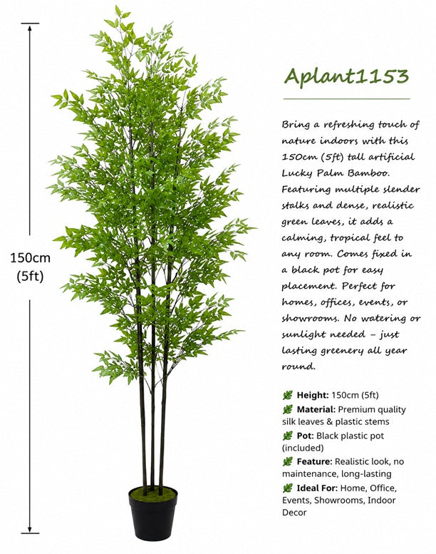 150cm Plant Artificial, Lucky Palm Bamboo, Home Decor, garden, events, Balcony, Office plants