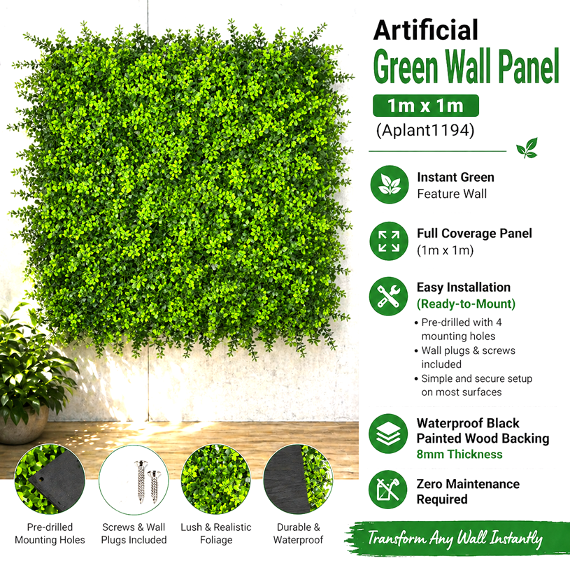 Artificial wall grass panel by Alton Flowers, green faux turf for indoor vertical garden decor with lush, realistic-looking fake grass.