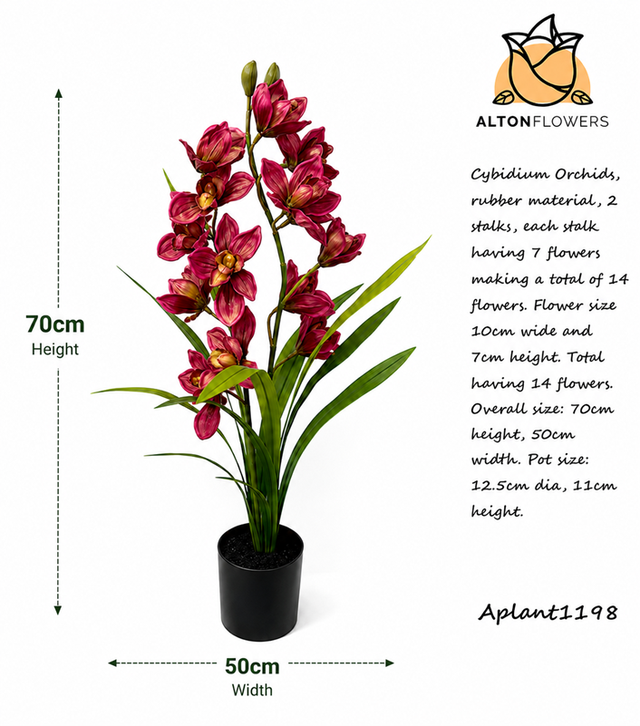 70cm Real Touch Potted Artificial Orchid – Faux Flower Plant for Home & Office Decor