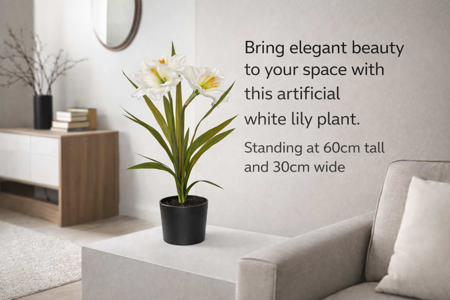 60cm Elegant Artificial Amaryllis Plant in Black Pot Aplant1217