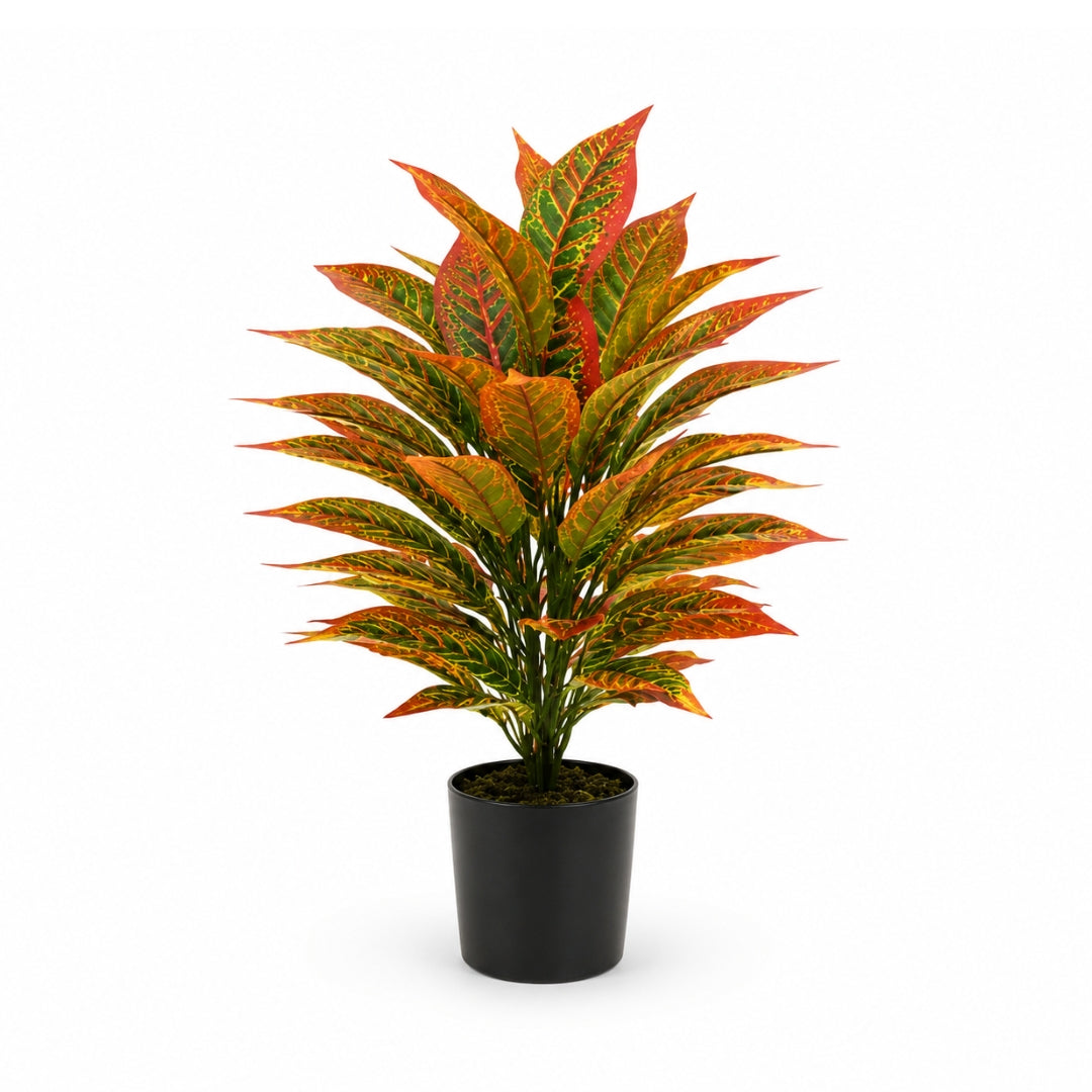 70cm Artificial Colourful Croton Plant – 68cm Tall (52 Leaves)