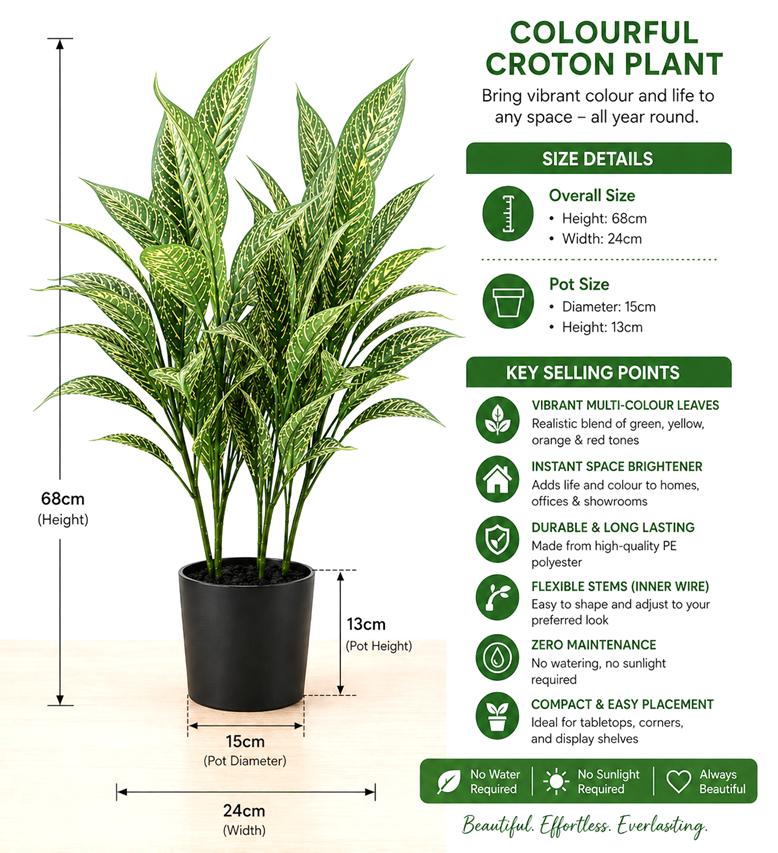 68cm Artificial Colourful Croton Plant Aplant1251-3