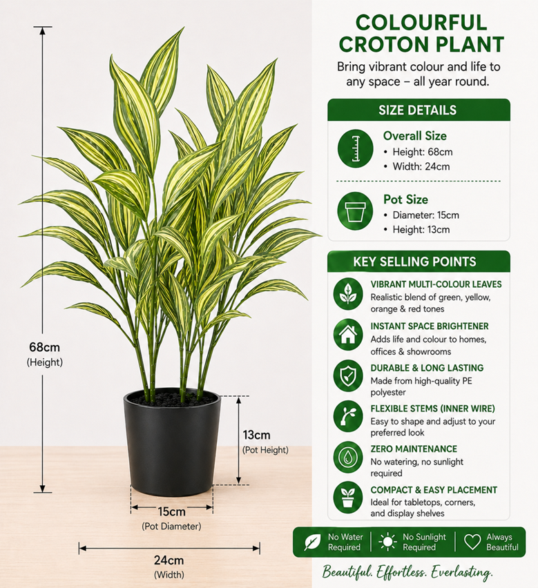 68cm Artificial Colourful Croton Plant Aplant1251-3