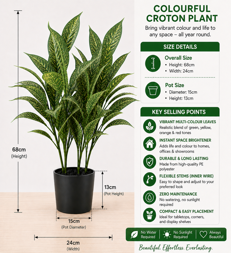 68cm Artificial Colourful Croton Plant Aplant1251-3