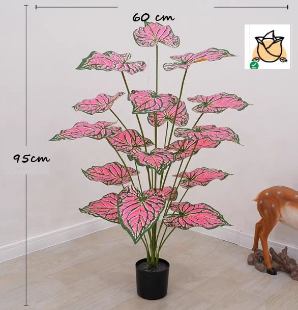 95cm Artificial Caladium Plant – Pink & Green Leaves, 95cm  Aplant1254