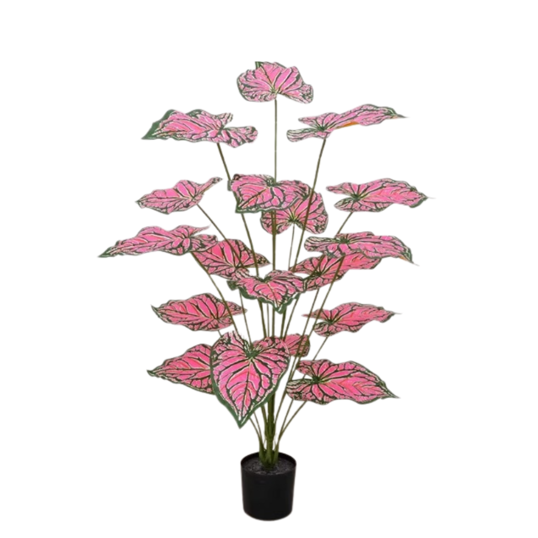95cm Artificial Caladium Plant – Pink & Green Leaves