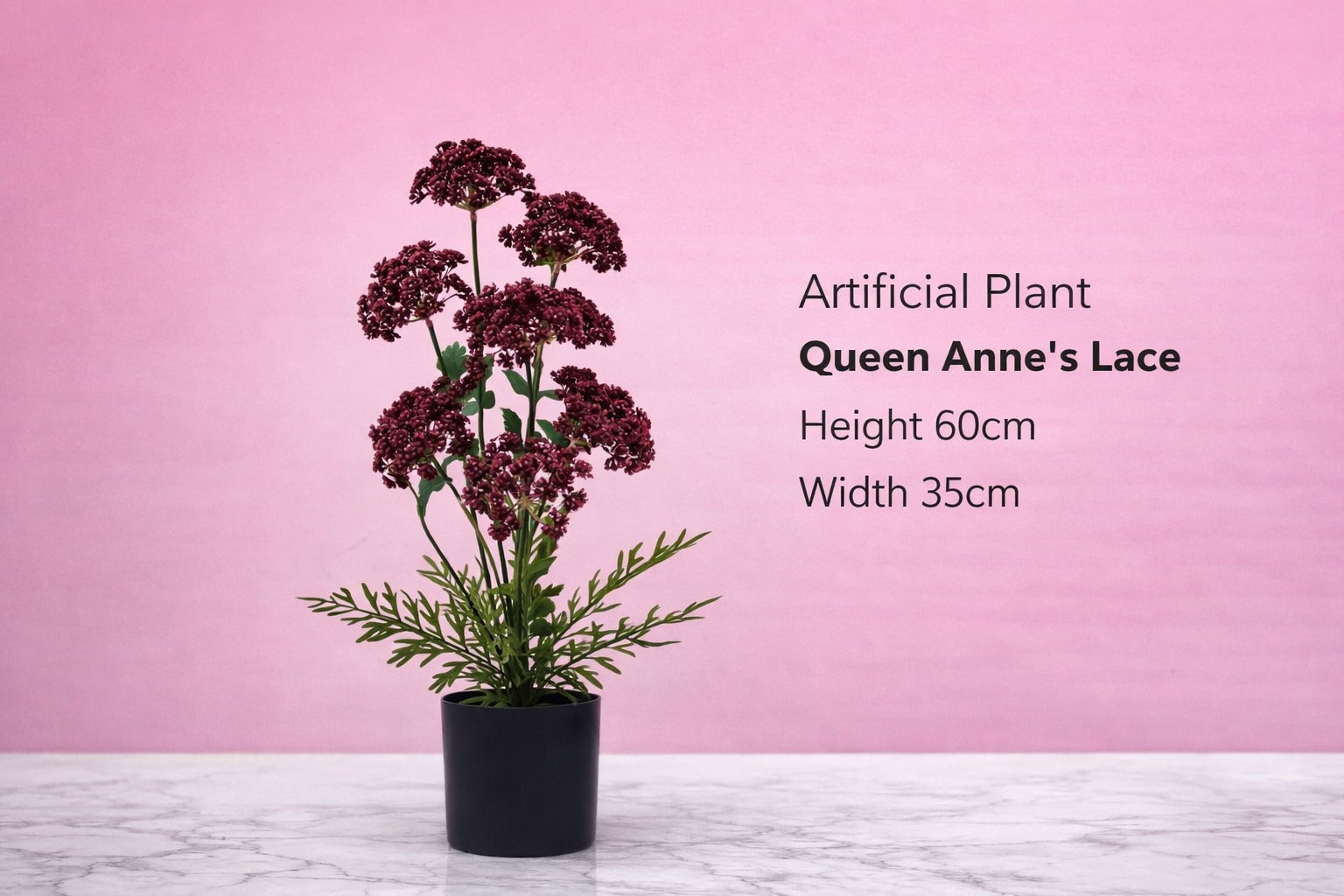 60cm Artificial Plant Queen Anne Lace | Medium Size Faux Plants | Medium Size Artificial Plant |  Faux Plant for home office decor Aplant1274-1-Wh