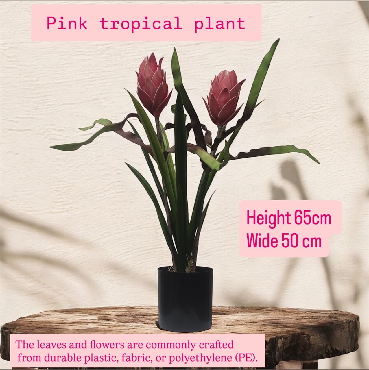 65cm Pink tropical plant Aplant1277