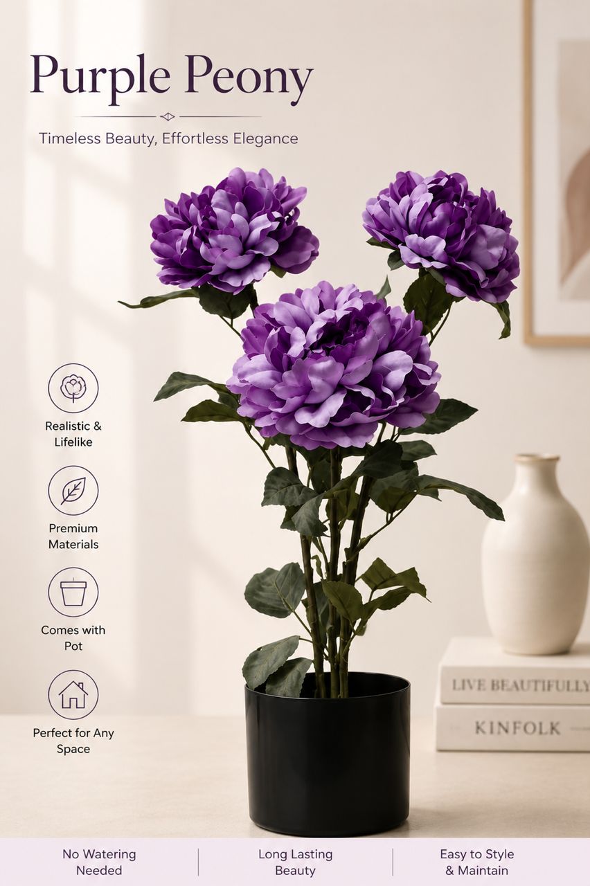 Artificial 50cm peony plant by Alton Flowers N Gifts featuring realistic pink peony blooms and green foliage.