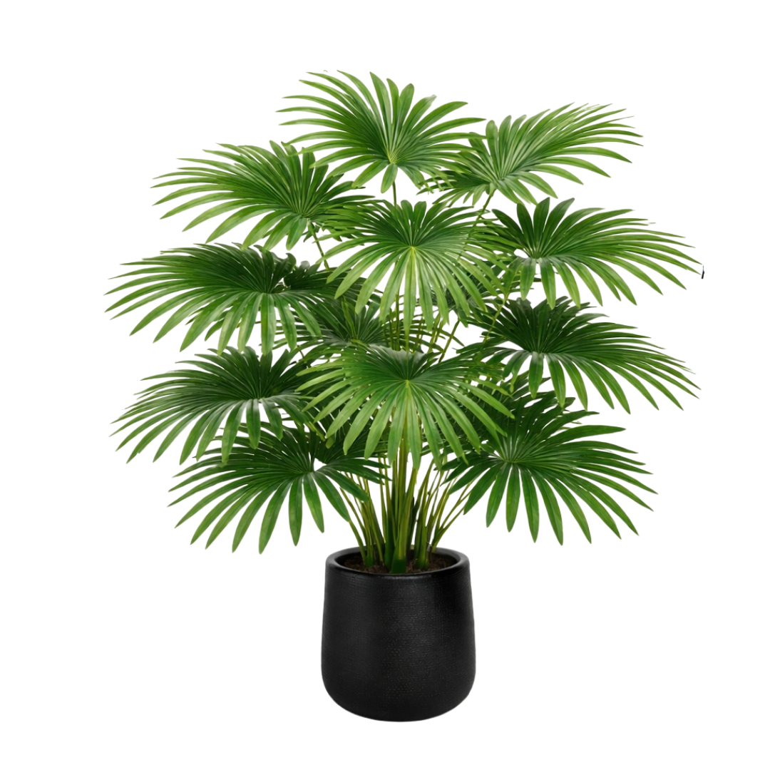 110cm Artificial Raphis Palm Plant in a Black Pot