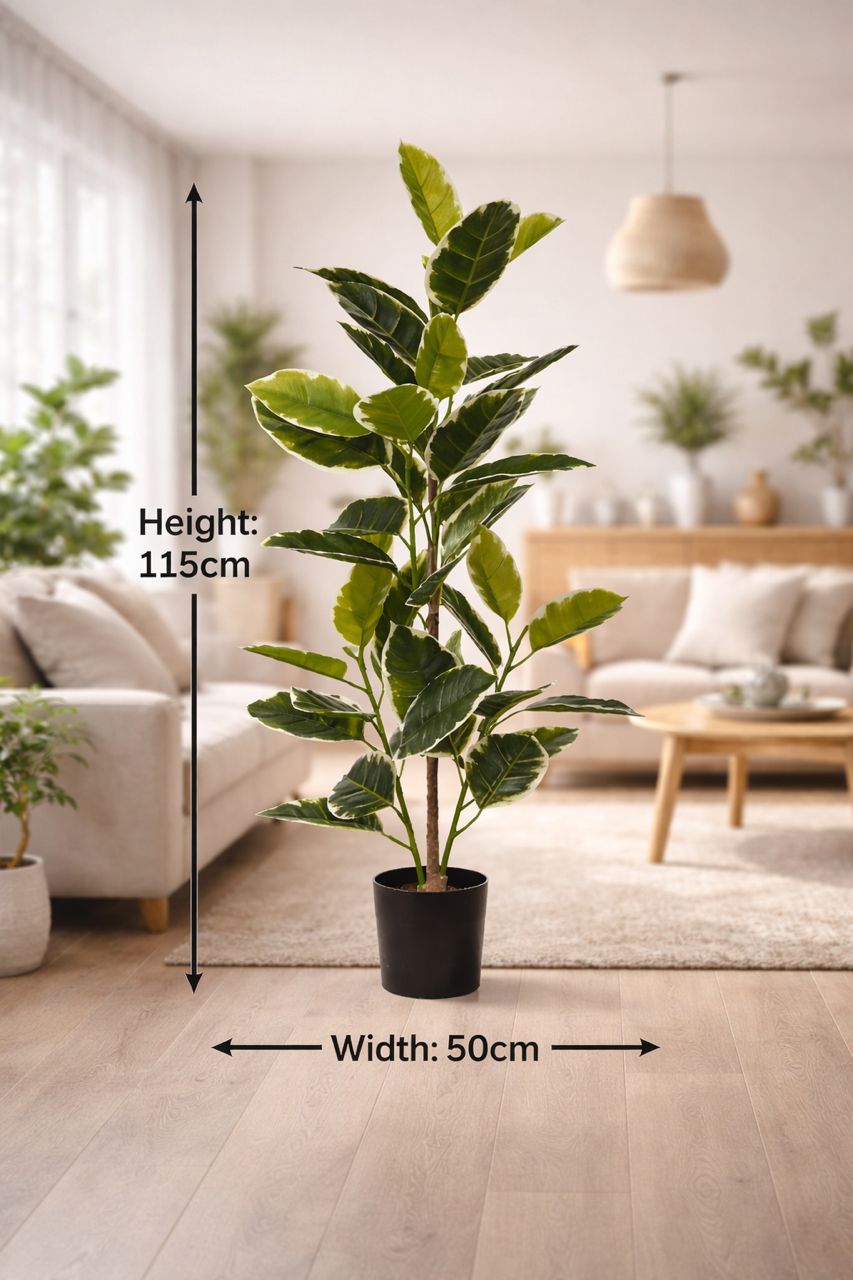 115cm Artificial Rubber Plant with Black Pot | Realistic Indoor Decorative Plant Aplant1293-2