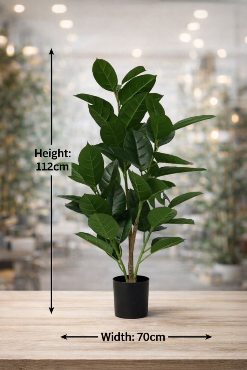 110cm Artificial Rubber Plant with Black Pot | Realistic Indoor Decorative Plant Aplant1293-3