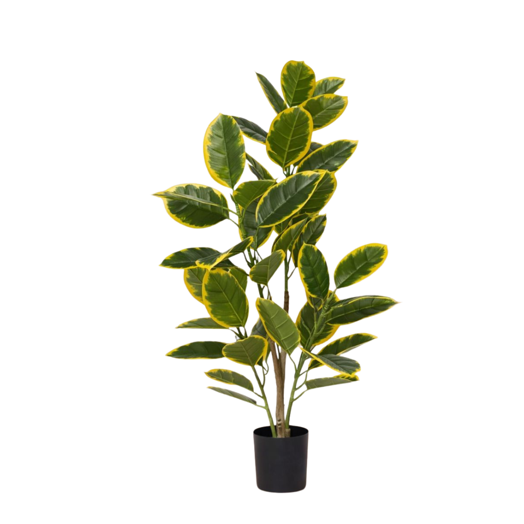 110cm Artificial Rubber Plant with Black Pot | Realistic Indoor Decorative Plant Aplant1293-4