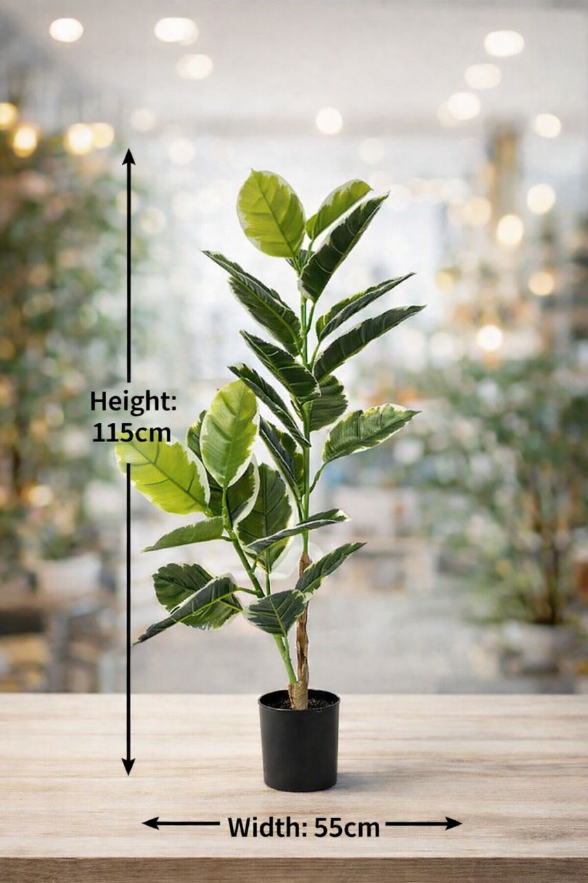 110cm Artificial Rubber Plant with Black Pot | Realistic Indoor Decorative Plant Aplant1293-5