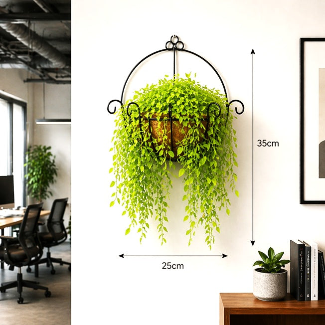 Artificial Wall Hanging Plant, Raindrop Succulent in a cocofiber pot Aplant1301-4