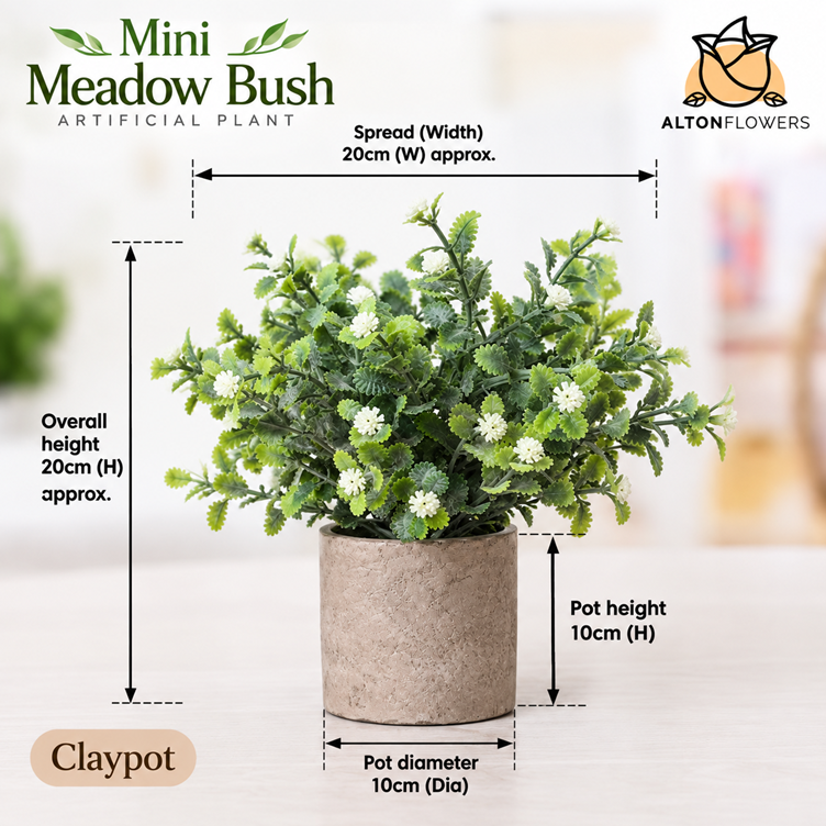 Mini 20cm artificial potted green plant by Alton Flowers, perfect as table decor for home and office settings.
