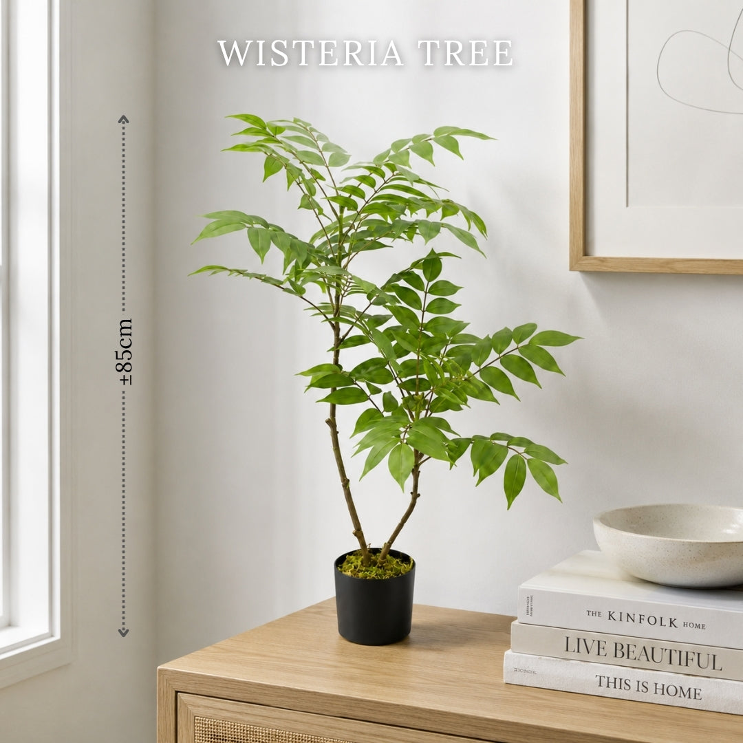 85cm Artificial Wisteria Foliage Bush Tree | Potted Faux Multi-Stem Greenery