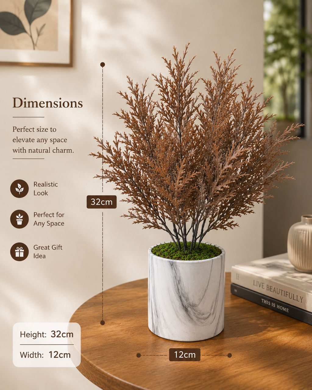 32cm Artificial Plant in Ceramic Vase Home and Office Decor