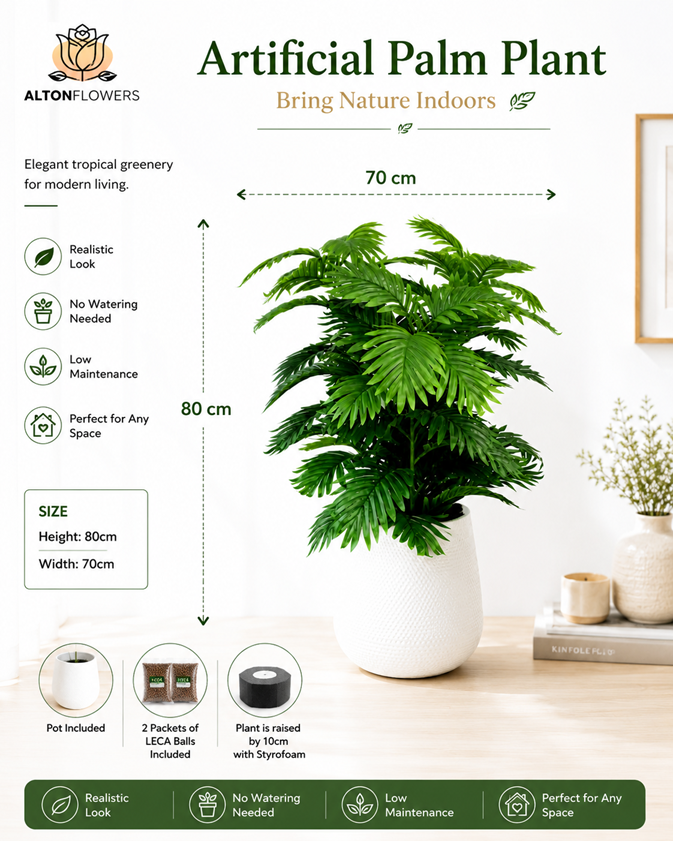 80cm Artificial Palm Plant with White Pot