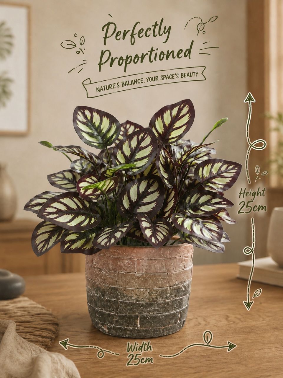 25cm Elegant Artificial Potted plant with Realistic leaves