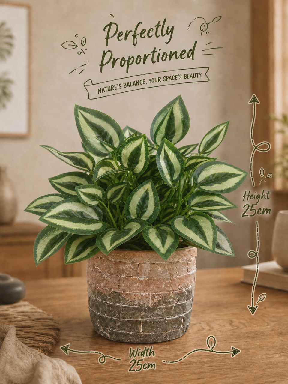 25cm Elegant Artificial Potted plant with Realistic leaves