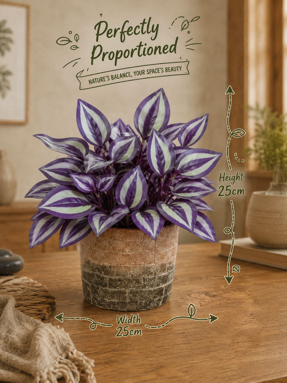 25cm Elegant Artificial Potted plant with Realistic leaves
