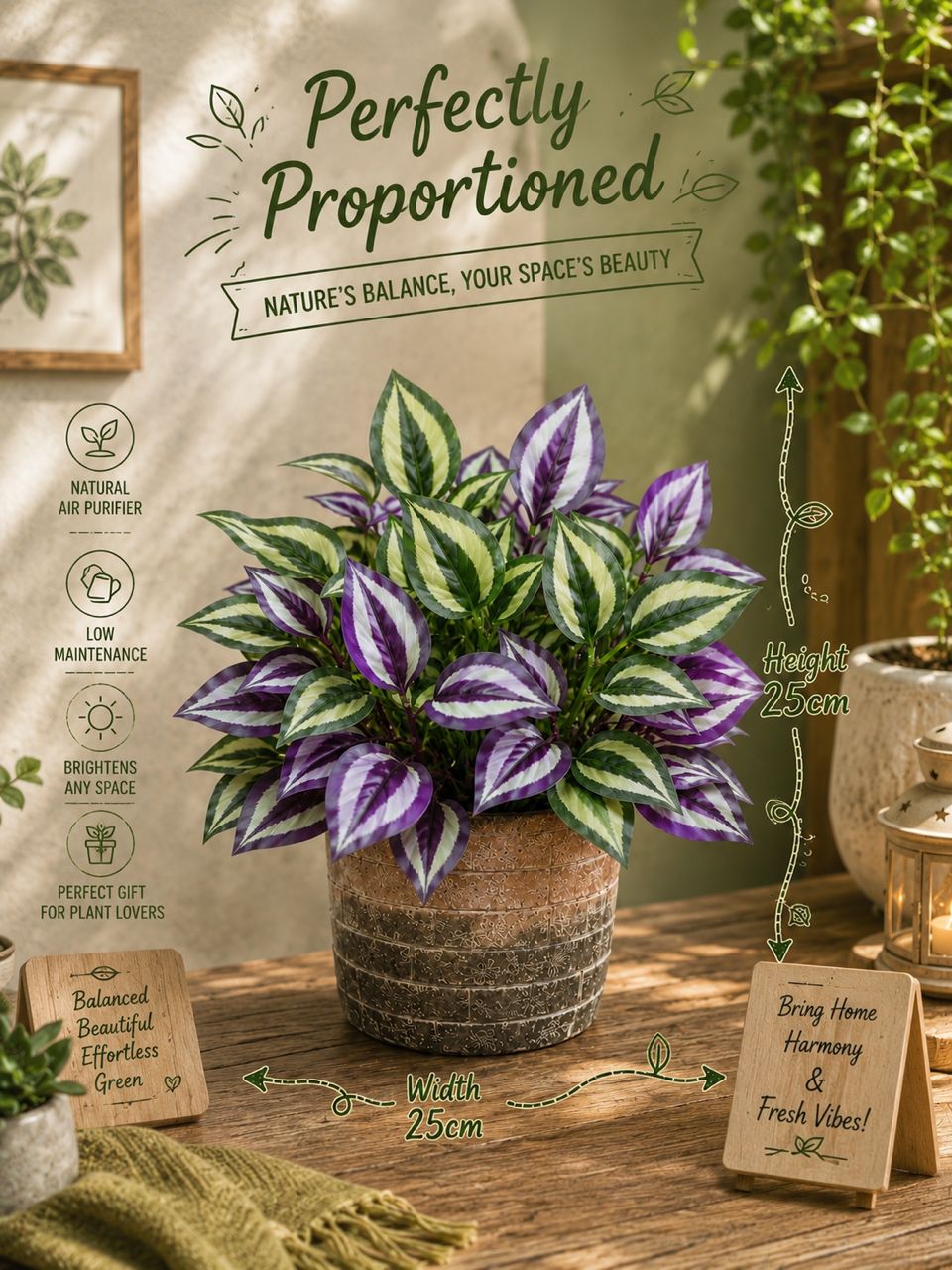25cm Elegant Artificial Potted plant with Realistic leaves