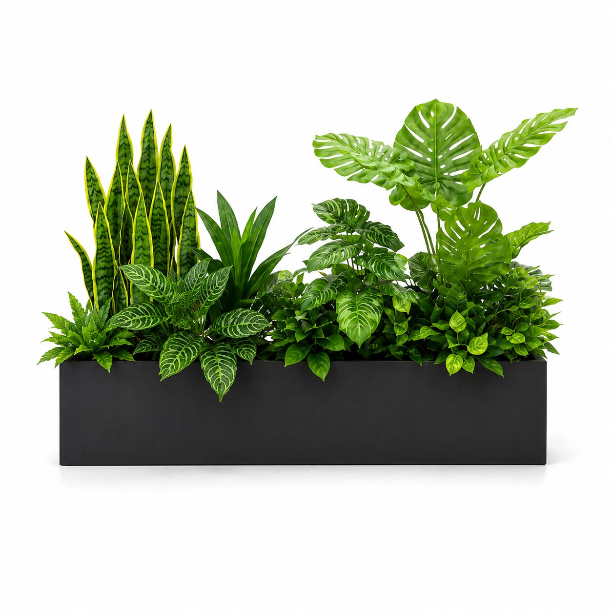 140cm Premium Artificial Plant Planter Box Set | Modern Office & Home Décor | All Plants Included | Waterproof Wood Planter