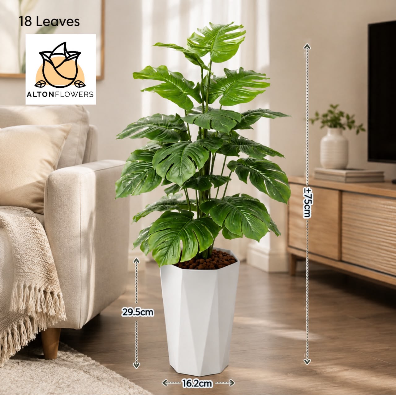 Elegant  Artificial Plant 18 Leaves 75cm Tall