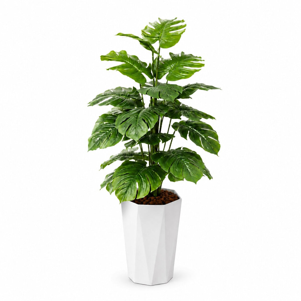 Artificial plant with 18 green leaves, 75cm tall, from Alton Flowers, showcasing realistic foliage in a natural setting.