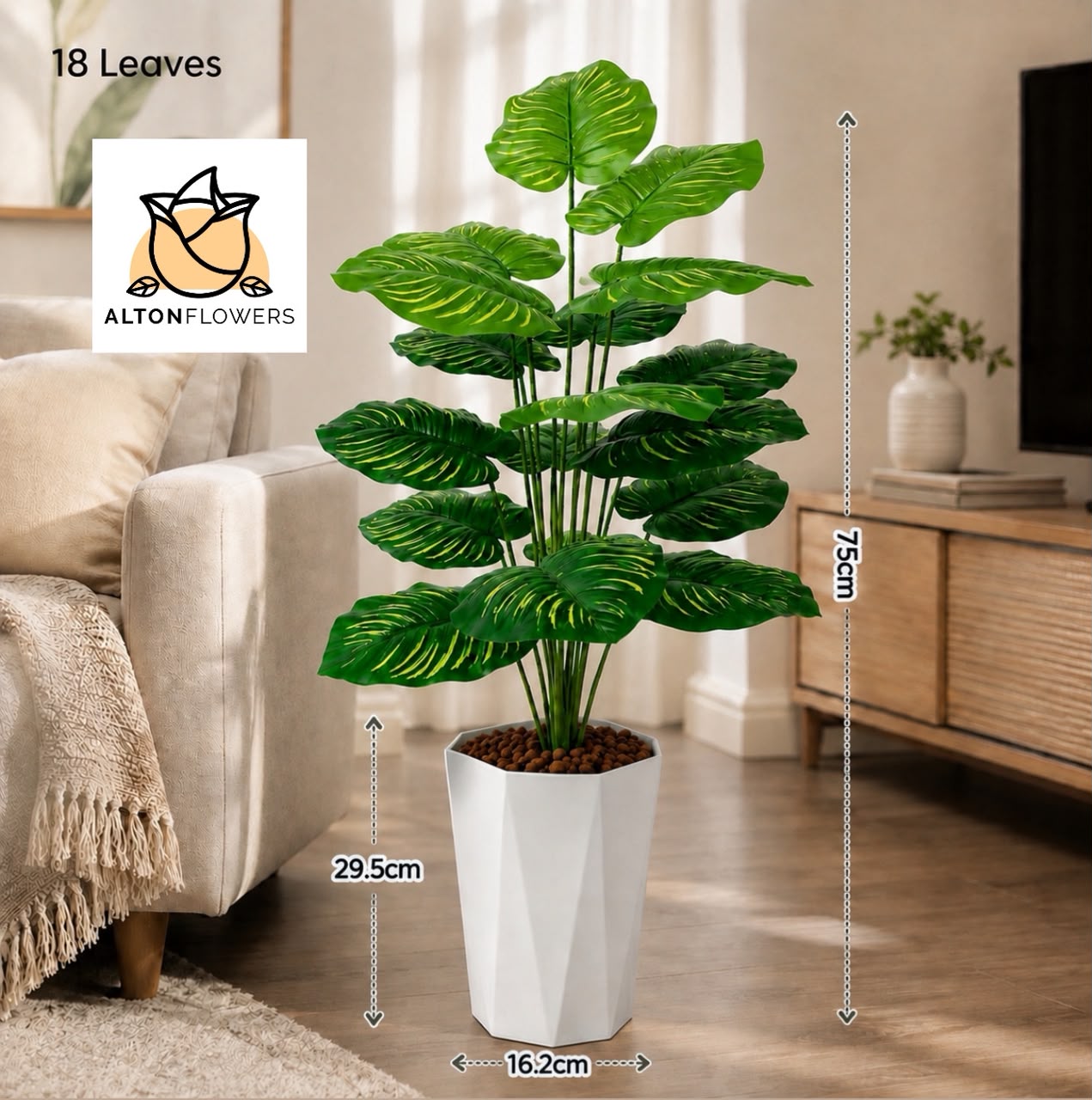 Elegant  Artificial Plant 18 Leaves 75cm Tall