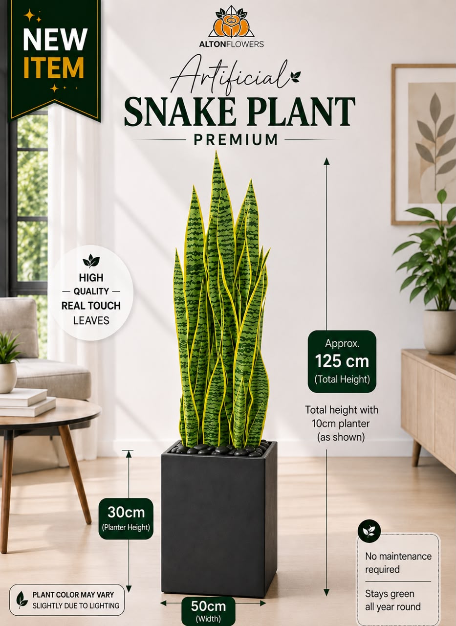125cm Artificial Snake Plant Premium Yellow-Green