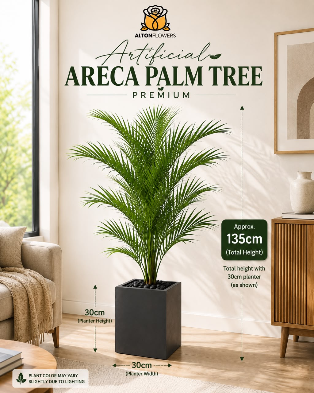 135cm Artificial Areca Palm Tree – Premium
