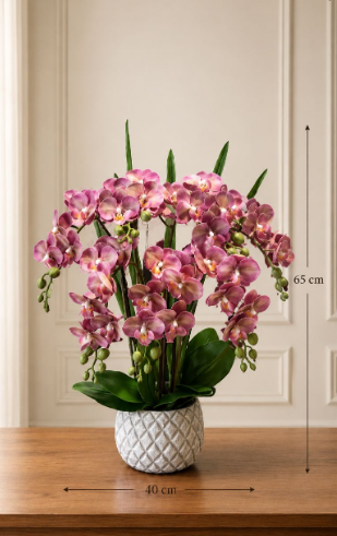 Plant Orchids x7  Rubber Artificial Arrangement