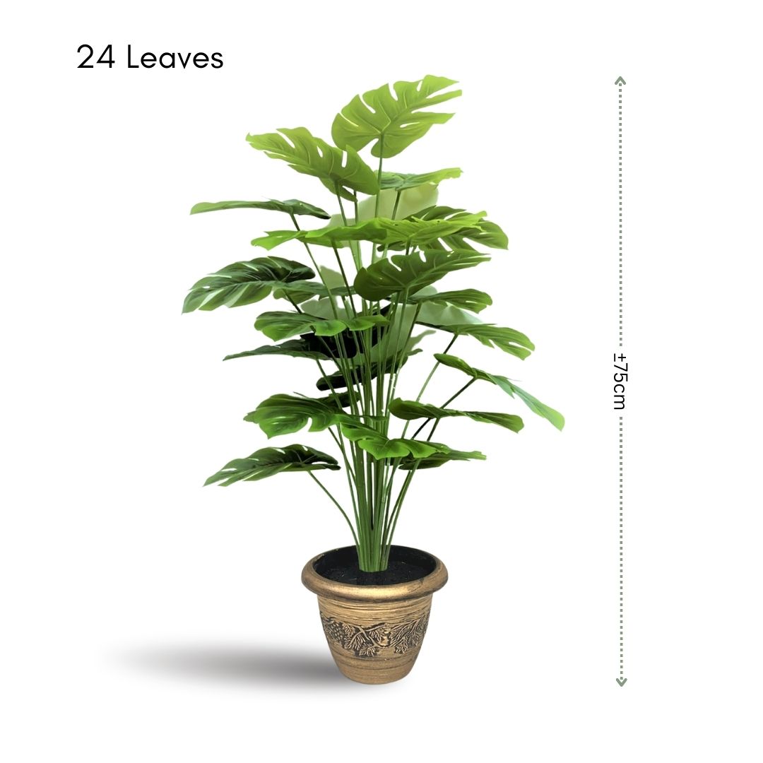 75cm Artificial Plant (24 Leaves) Monstera Swiss Cheese Plant Philodendron Aplant436