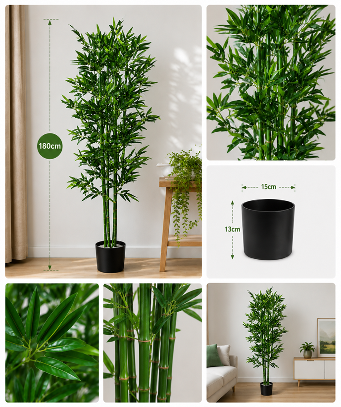 180cm Plant Bamboo Natural Trunks x4  (Artificial)