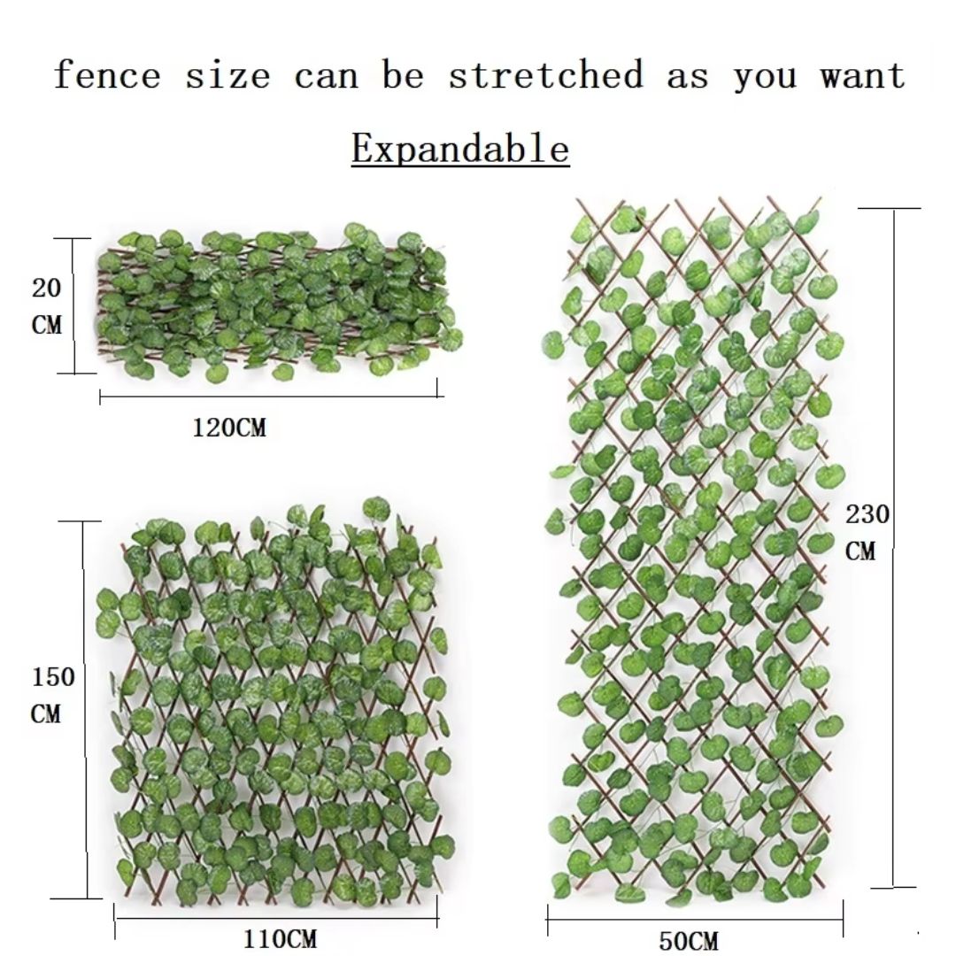 Expandable Artificial Foliage Willow Wood Trellis | Extendable Faux Fence Panel