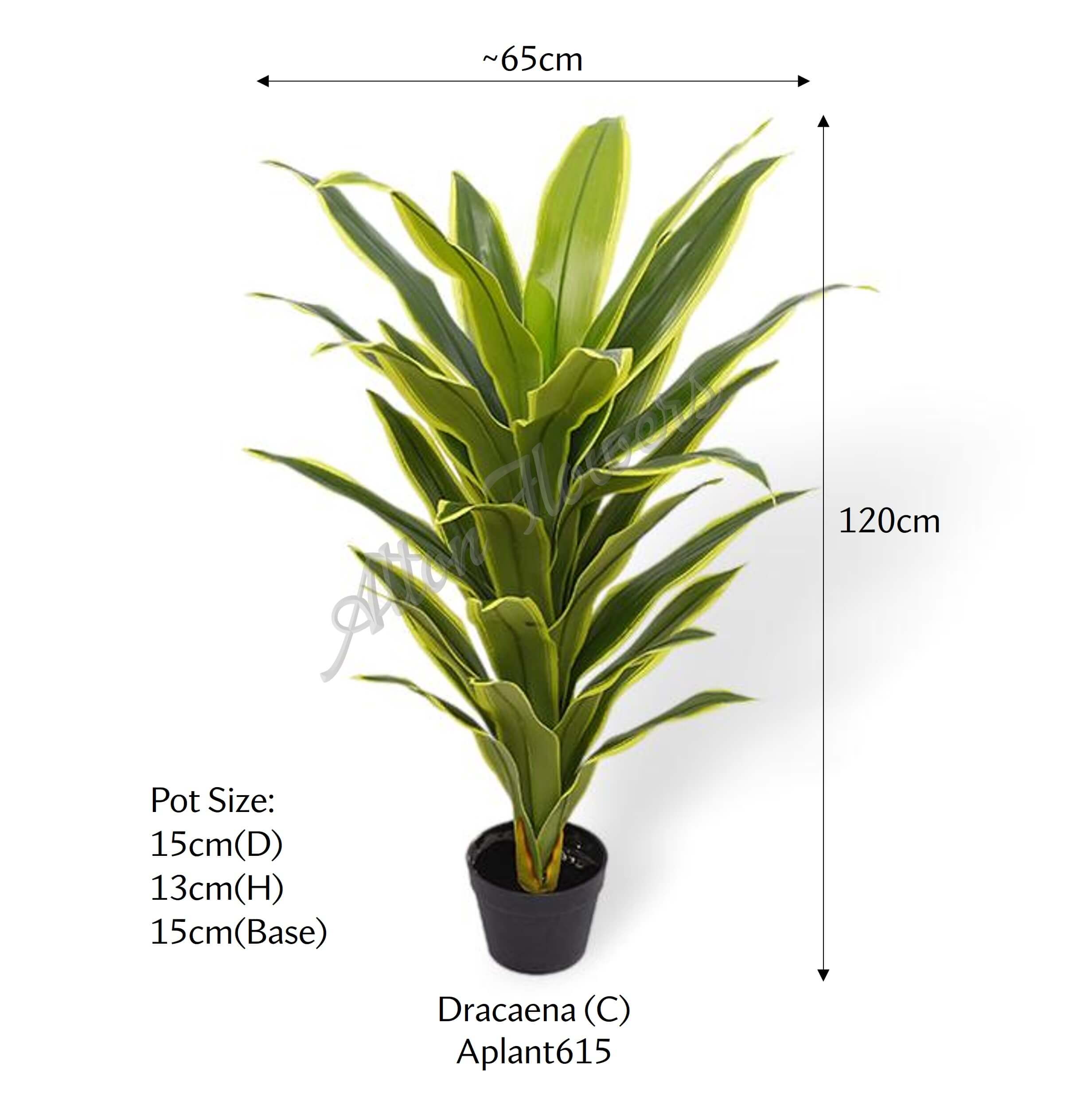 Artificial 120cm Dracaena plant by Alton Flowers, perfect for home and garden décor, with lush green leaves in a decorative pot.