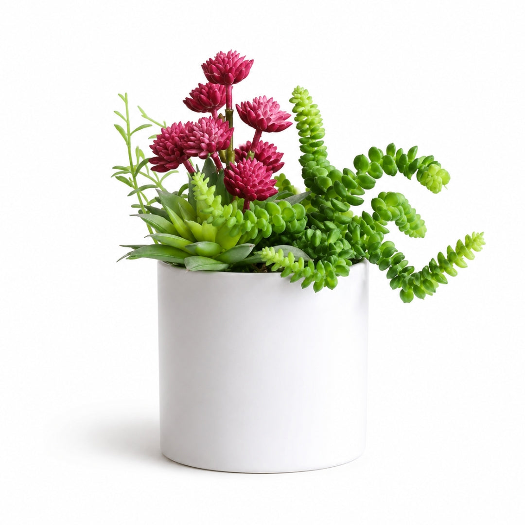 Artificial 22cm succulent plant from Alton Flowers, ideal for indoor, office, and house decor with mixed green succulents.