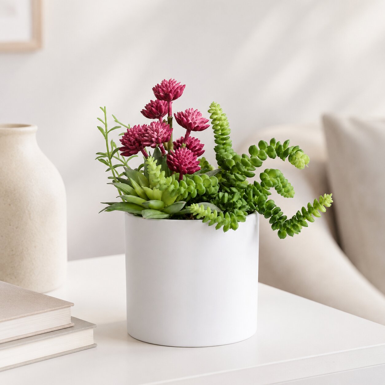 Artificial 22cm succulent plant by Alton Flowers, ideal for indoor, office, and house decor, with mixed succulent variety.