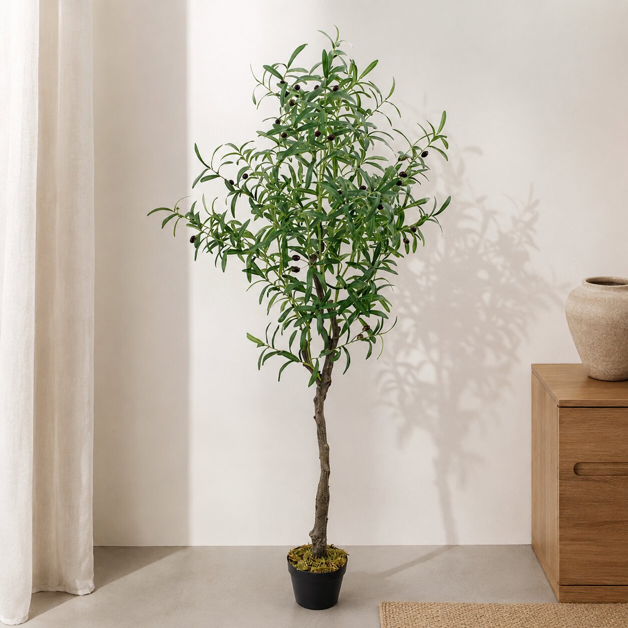 Artificial olive tree plant, 170cm tall, realistic minimalist decor by Alton Flowers, with lush green leaves in a simple pot.